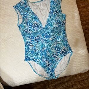 Lilly Pulitzer Blue and White One Piece Swimsuit